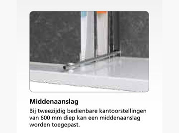 midden aanslag JA - tweezijdig bedienbaar - 600mm diep - kantoorstellingen