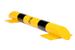 Stootbeschermbalk 60-20 staal/lengte 800mm/diameter 76 mm/voetplaat 120x195 mm/geel-zwart