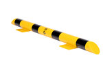 Stootbeschermbalk 60-30 staal/lengte 1200mm/diameter 76 mm/voetplaat 120x195 mm/geel-zwart