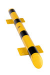 Stootbeschermbalk 60-30 staal/lengte 1200mm/diameter 76 mm/voetplaat 120x195 mm/geel-zwart