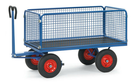 Handtrekwagen met 4 wanden van draadgaas 6434V, laadvlak 1135x795mm, Fetra