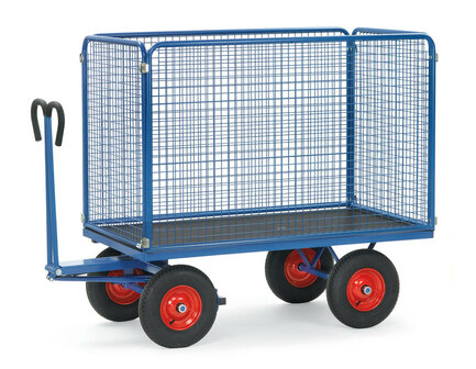 Handtrekwagen met 4 wanden van draadgaas 6443V, laadvlak 1135x795mm, Fetra
