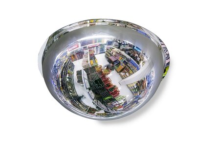 Bolspiegel BM 90-3 acryl/diameter 90 cm/kijkafstand 30-40 meter/wordt gebruikt in de industrie, werkplaatsen en magazijnen