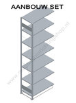 33037-Aanbouwset legbordstelling - ca. 3000x1000x300mm/7 legborden/RAL7035 lichtgrijs/85kg/kruisschoor