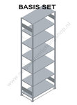 13132-B-Basisset legbordstelling - ca. 3000x1000x300mm/7 legborden/RAL5010 blauw+sendzimir verzinkt/85kg/kruisschoor