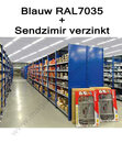 12732-130-LR-B-Basisset legbordstelling - ca. 3000x1300x300mm/7 legborden/RAL5010 blauw+sendzimir verzinkt/150kg/langstraversen