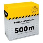 Afzetlint van zeer stevig polyethyleen/lengte 500 m/breedte 80 mm/geel-zwart geblokt/dubbelzijdig lichtecht bedrukt