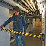 Wandafzetband Morion in kunststof cassette/voor vastschroeven/afmetingen 110x130 mm (bxh)/bandbreedte 50 mm/bandlengte 4 meter/geel-zwart