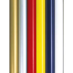 MORION Riempaal/hoogte 955 mm/bovendeel uit gelakt aluminium/zware, ronde metalen voetplaat met kunststofbekleding/zelfspannende riem/lengte riem 3 meter/riemkleur: zwart-geel-zwart