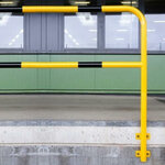 Stalen beveiligingsbeugel voor binnengebruik/hoogte 1300 mm/breedte 1000 mm/diameter 48 mm/voor vaste wandmontage/geel-zwart