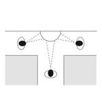 Observatiespiegel Panorama-180/drie-wegen-spiegel/voor binnen/spiegelgrootte 1000x530x400 mm (bxhxd)/kijkafstand 8 m/super breedhoekspiegel uit acrylglas/ideaal voor T-kruispunten