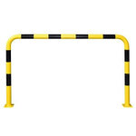 Stalen beschermbeugel Black Bull voor binnen- en buitengebruik/hoogte 1200 mm/breedte 2000 mm/diameter 76 mm/met voetplaat voor vloermontage/geel-zwart