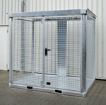 Gasflessen-container type GFC-E/T M3 verzinkt - ca. 2535x1575x2260 mm (lxbxh)/max. 60 gasflessen &Oslash; 230 mm/met traanplaatbodem (draagkracht 1000 kg/m&sup2;)/afsluitbare vleugeldeur