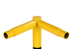 Variabele hoekstaander W-SG voor veiligheidsrailing &Oslash; 60 mm/voor binnen-en buiten gebruik/1000x250x250 mm/verzinkt en poedercoating RAL 1023 geel/met zwart folie
