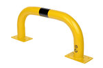 Stalen beschermbeugel 30-20- voor vloermontage/hoogte 350 mm/breedte 750 mm/diameter 76 mm/voetplaat 120x195 mm/geel-zwart