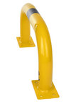 Stalen beschermbeugel 30-20- voor vloermontage/hoogte 350 mm/breedte 750 mm/diameter 76 mm/voetplaat 120x195 mm/geel-zwart