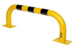 Stalen beschermbeugel 30-30- voor vloermontage/hoogte 350 mm/breedte 1000 mm/diameter 76 mm/voetplaat 120x195 mm/geel-zwart