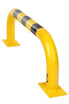 Stalen beschermbeugel 30-30- voor vloermontage/hoogte 350 mm/breedte 1000 mm/diameter 76 mm/voetplaat 120x195 mm/geel-zwart