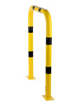 Stalen beschermbeugel 30-70- voor vloermontage/hoogte 1200 mm/breedte 1000 mm/diameter 76 mm/voetplaat 120x195 mm/geel-zwart