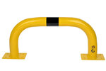 Stalen beschermbeugel 30-20 voor vloermontage/hoogte 350 mm/breedte 750 mm/diameter 76 mm/voetplaat 120x195 mm/geel-zwart