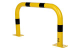 Stalen beschermbeugel 30-50 voor vloermontage/hoogte 600 mm/breedte 1000 mm/diameter 76 mm/voetplaat 120x195 mm/geel-zwart