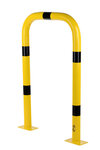Stalen beschermbeugel 30-60 voor vloermontage/hoogte 1200 mm/breedte 750 mm/diameter 76 mm/voetplaat 120x195 mm/geel-zwart