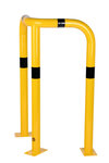 Stalen hoekbeschermbeugel 40-30 voor vloermontage/hoogte 1200 mm/lengte 600 mm/diameter 76 mm/voetplaat 120x195 mm/geel-zwart