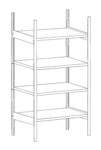 Basisrek voor kleine blikken type 3019-4E verzinkt - ca. 1000x600x2000 mm (bxdxh)/met 4 vakniveaus (4 verzinkte opvangbakken)/opvangvolume 4 x 30 liter
