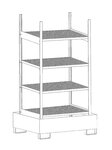 Basisrek voor kleine blikken type 3021-4E verzinkt - ca. 1200x800x2260 mm (bxdxh)/met 4 vakniveaus (4 vuurverzinkte roosterbodems) + verzinkte opvangbak/opvangvolume 1 x 243 liter