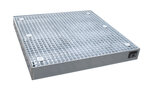 Bodembeschermbak type BSW 123 verzinkt - ca. 1000x1000x123 mm (lxbxh)/opvangvolume 113 liter/met verzinkt rooster (draagkracht 5000 kg/m&sup2;)/met palletwagen of heftruck berijdbaar
