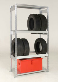 Basisset bandenstelling Adaptiv - ca. 2000x1250 mm/3 liggerniveaus/staanders gegalvaniseerd/liggers leverbaar in diverse RAL kleuren