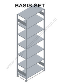 13132-Basisset legbordstelling - ca. 3000x1000x300mm/7 legborden/sendzimir verzinkt/85kg/kruisschoor