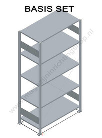 13130-LR-Basisset legbordstelling - ca. 2000x1000x300mm/5 legborden/sendzimir verzinkt/85kg/langstraversen