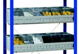 16221-Bulkproductbakken voor MULTIplus legborden/afmetingen 1.000x400 mm (BxD)/verzinkt/voor het opslaan van kleine onderdelen en losse producten