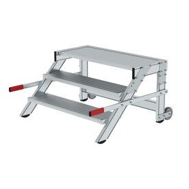 Aluminium werkplatform  - enkelzijdig oploopbaar/werkhoogte 2.6 m/platformhoogte 590 mm/aantal treden 3/treden en platform gemaakt van aluminium