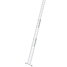 Aluminium 3-delige opsteekladder  - met stabilisatiebalk/werkhoogte 9.7 m/ladderlengte uitgeschoven 8.66 m/ladderlengte ingeschoven 3.62 m/aantal sporten 3x12/breedte ladder 500 mm