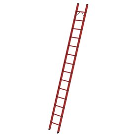 Volkunststof enkele ladder - zonder stabilisatiebalk/werkhoogte 5,3 m/ladderlengte 4,15 m/aantal sporten 14/breedte ladder 420 mm