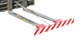 Vorktandschild type GZS gelakt - ca. 200x995x110 mm (lxbxh)/inrijdkokersafstand 280 mm/met rood-witte waarschuwingsmarkering/standaard voor vorktandlengte max. 1200 mm