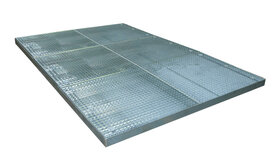 Bodembeschermbak type BSW 24 verzinkt - ca. 2850x1900x78 mm (lxbxh)/opvangvolume 400 liter/met verzinkt rooster (draagkracht 5000 kg/m&sup2;)/met palletwagen of heftruck berijdbaar