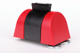 Bandafzetting MGB-GS in kunststof cassette/bandbreedte 50 mm/magneetmontage/bandlengte 4600 mm/rood-wit