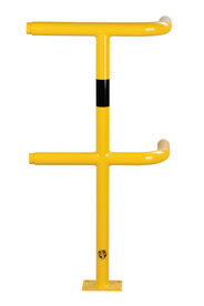 Hoekstaander E-SG voor veiligheidsrailing &Oslash; 48 mm/voor binnen-en buiten gebruik/1000x500/250 mm/verzinkt en poedercoating RAL 1023 geel/met zwart folie