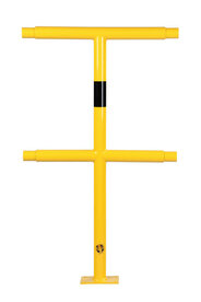 Middenstaander M-SG voor veiligheidsrailing &Oslash; 48 mm/voor binnen-en buiten gebruik/1000x500 mm/verzinkt en poedercoating RAL 1023 geel/met zwart folie