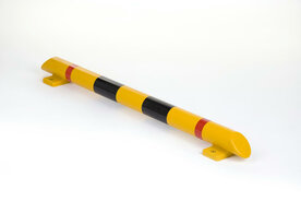 Stootbeschermbalk P60-30 polyurethaan/lengte 1200mm/diameter &Oslash; 80 mm/geel met zwarte en rode waarschuwings reflectoren