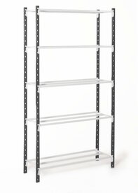 Basisset legbordstelling Flip - ca. 2000x1000x400 mm/5  niveaus met buislegborden/186 kg/leverbaar in diverse RAL kleuren