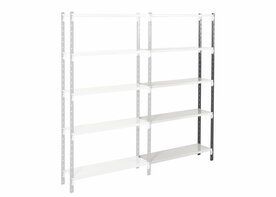 Aanbouwset legbordstelling Flip - ca. 2000x1000x400 mm/5  niveaus met buislegborden/186 kg/leverbaar in diverse RAL kleuren