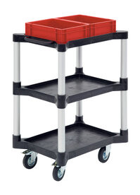 MZW 2 -Multifunctionele trolley met 3 legborden van polyethyleen - 1019x535x713 mm/3 laadvlakken/draagvermogen 125 kg
