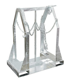 Gasflessen-pallet type SFP 4 verzinkt - ca. 500x860x1080 mm (lxbxh)/draagkracht 350 kg/plaatsingvlak max. 4 gasflessen &Oslash; 250 mm/zijwaartse kiepbegrenzing