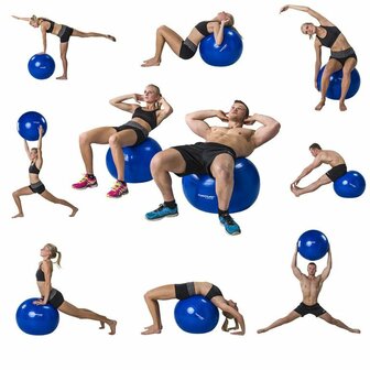 Tunturi  Fitnessbal - Gymball - Swiss ball - &Oslash; 55 cm - Inclusief pomp - Blauw