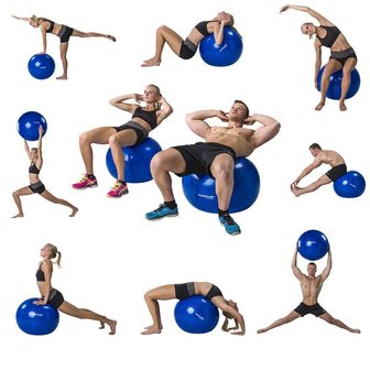 Tunturi  Fitnessbal - Gymball - Swiss ball - &Oslash; 65 cm - Inclusief pomp - Blauw