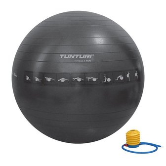 Tunturi Fitnessbal - Gymball - Swiss ball - &Oslash; 55 cm - Anti burst - Inclusief pomp - Zwart